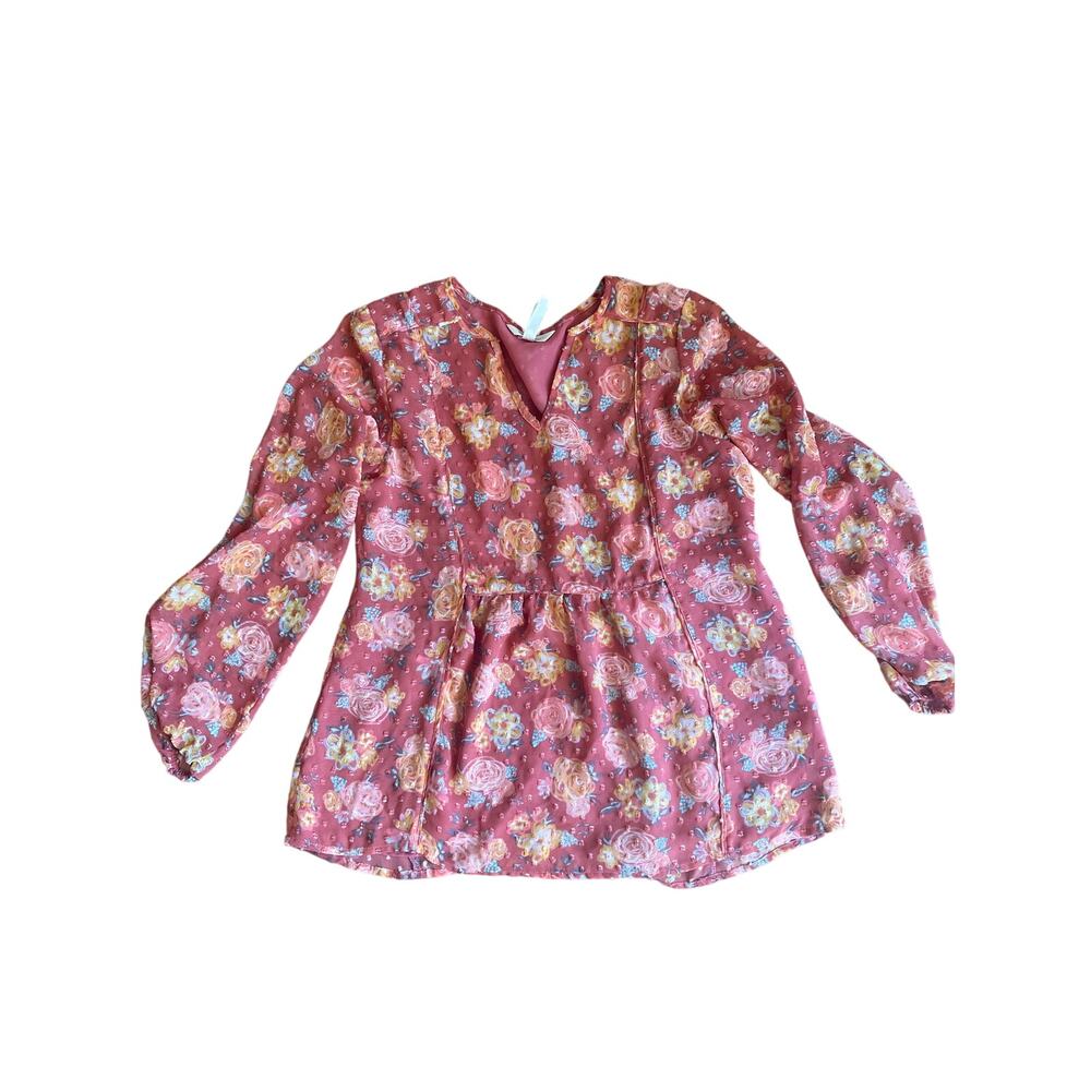 Matilda Jane Swiss Dot Fall Floral Blouse Women Small Long Sleeve Top - Picture 3 of 4